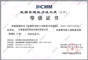 DCMM數(shù)據(jù)管理能力成熟度等級(jí)證書(shū)